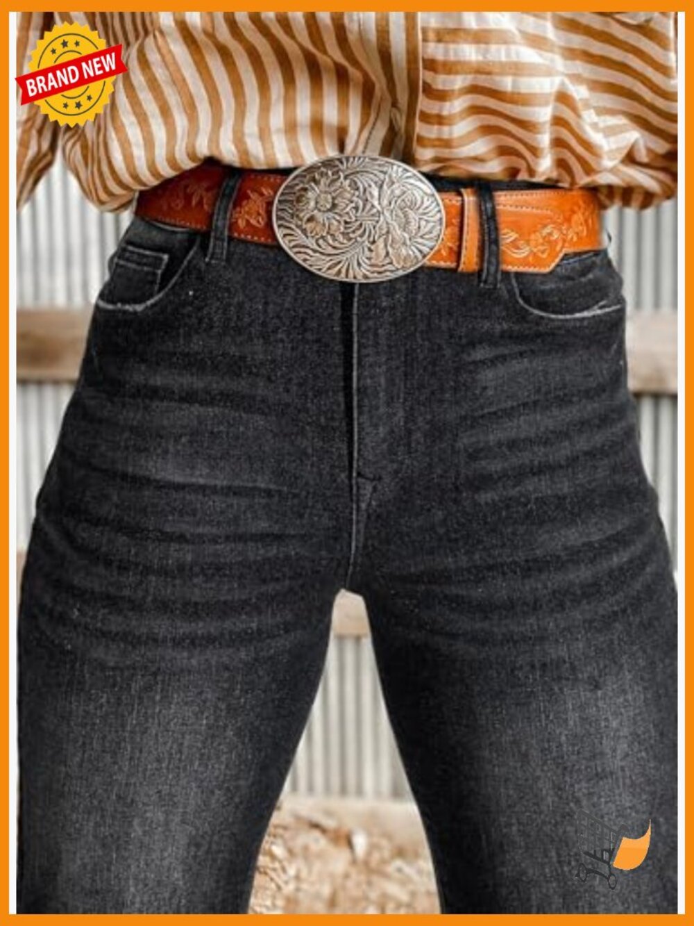 High Waist Flared Jeans Stretchy Raw Hem Denim Pants - Picture 4 of 7